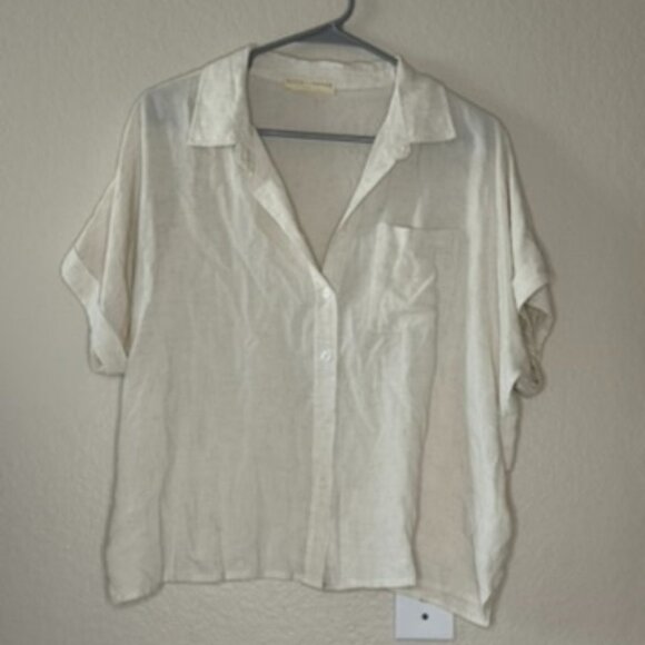 Stitch + Feather Tops - Stitch + Feather Linen-Blend Button-Up Blouse (Size S)